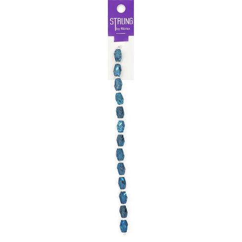 Glass Oblong Etched Strung Beads